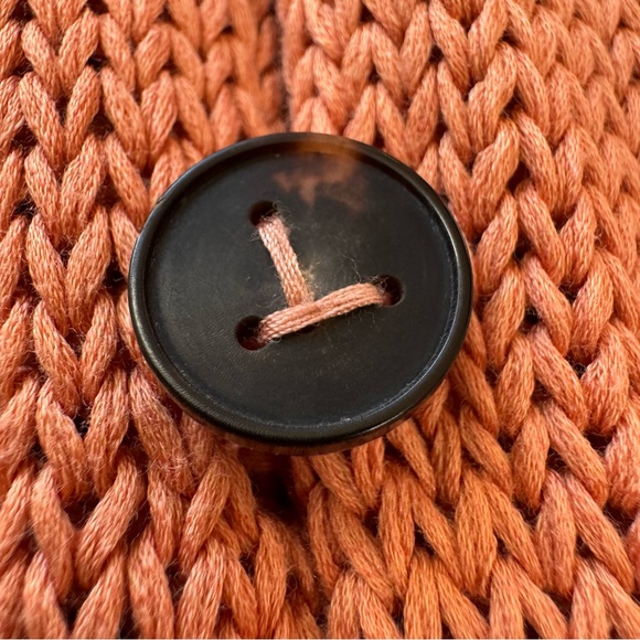 Lafayette 148 Cotton Silk Button Front Long Knit Cardigan Peach Orange Sz L - Picture 9 of 15